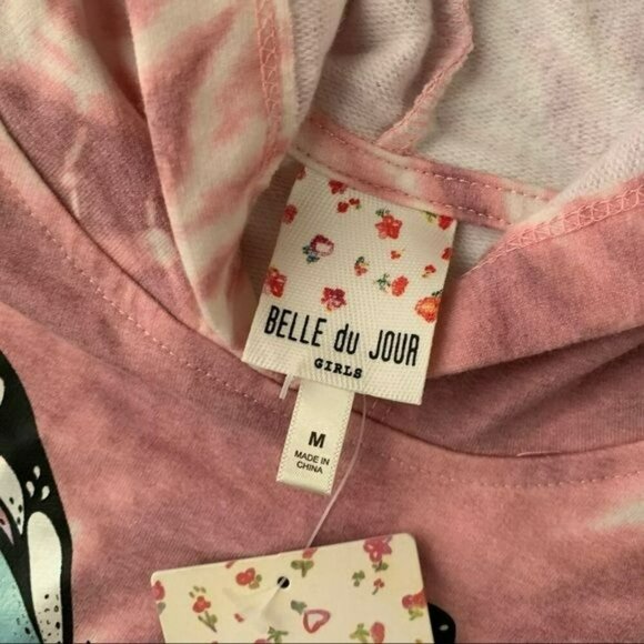 Belle du jour girls pink tie dye sequin butterfly long sleeve hoodie dress - M - Picture 4 of 9